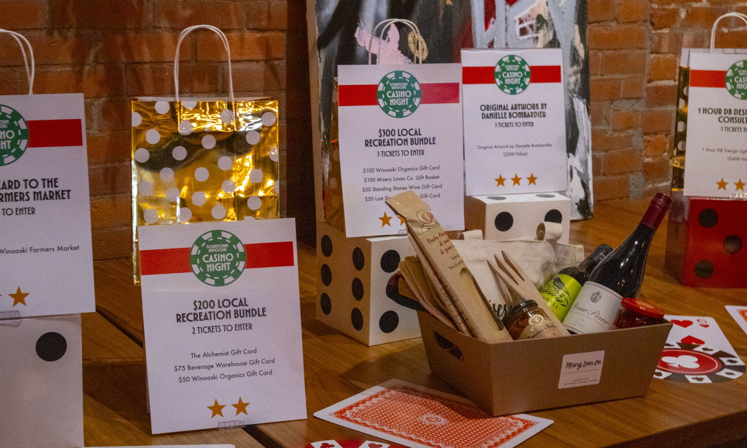 Donated prizes at Casino Night