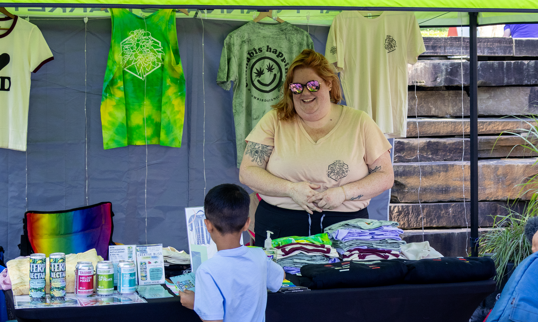 Winooski Organics interacts with guests at Downtown Block Parties